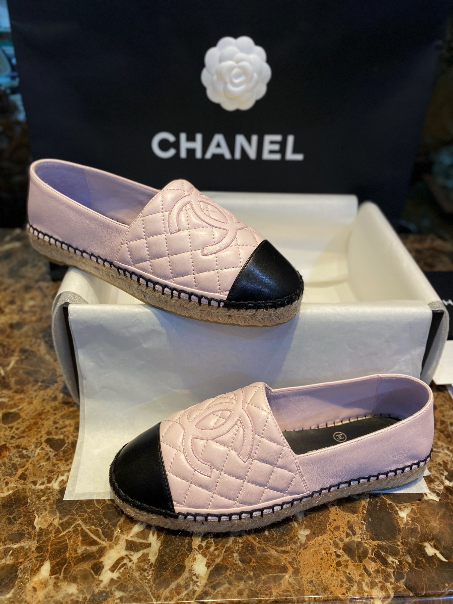 Chanel Diamond Pink: Sheepskin Espadrilles Shoes