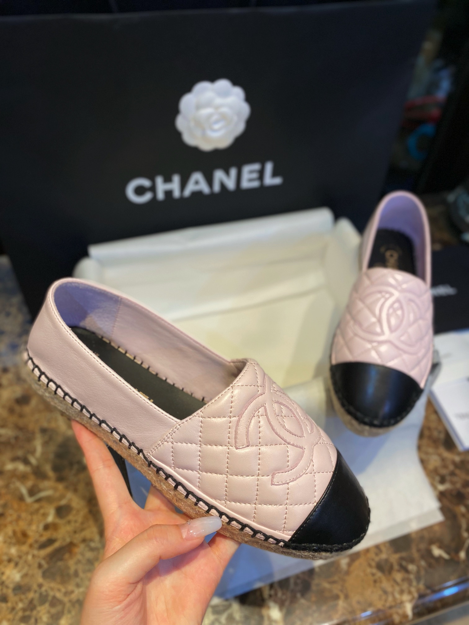 Chanel Diamond Pink: Sheepskin Espadrilles Shoes