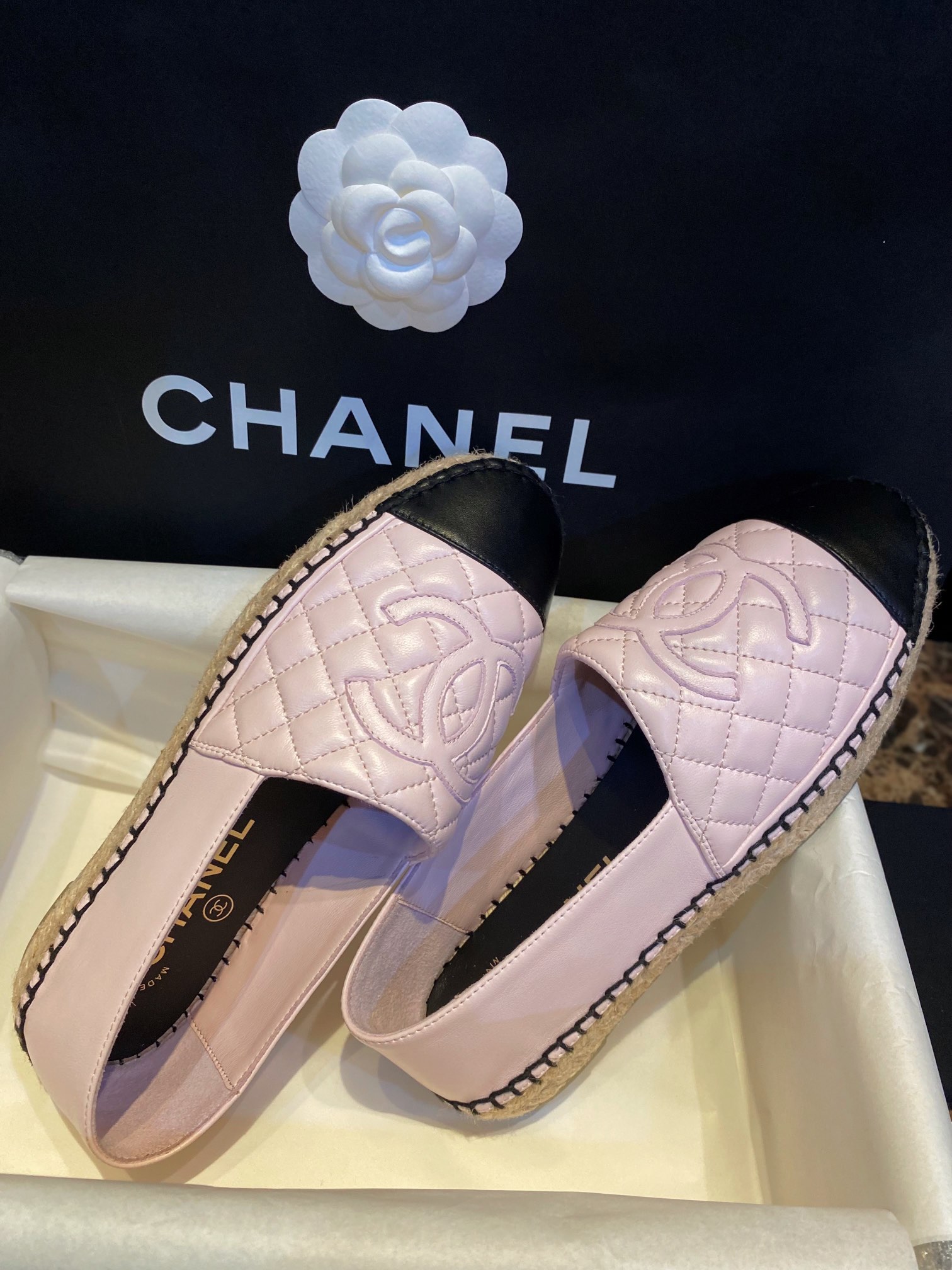 Chanel Diamond Pink: Sheepskin Espadrilles Shoes