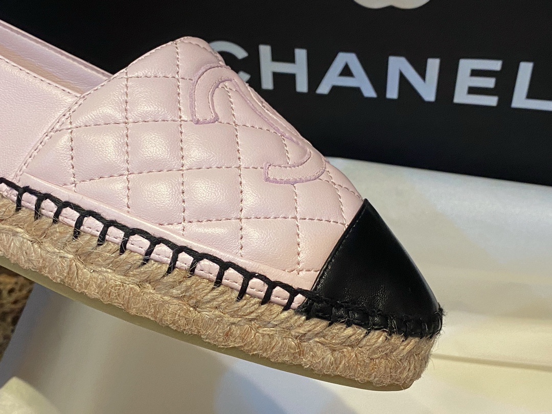 Chanel Diamond Pink: Sheepskin Espadrilles Shoes