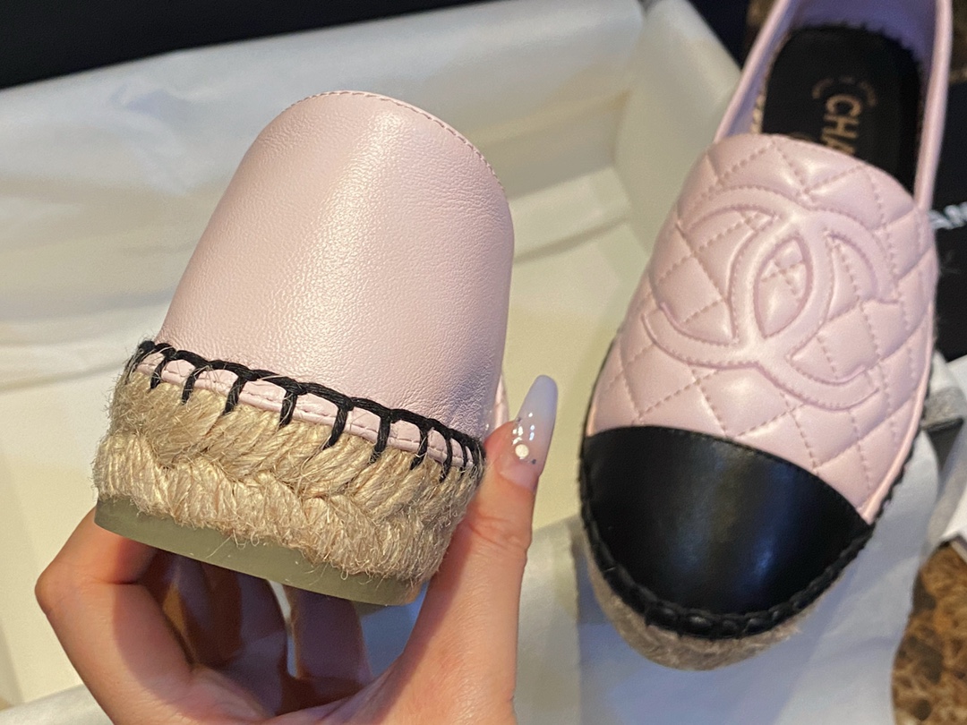 Chanel Diamond Pink: Sheepskin Espadrilles Shoes