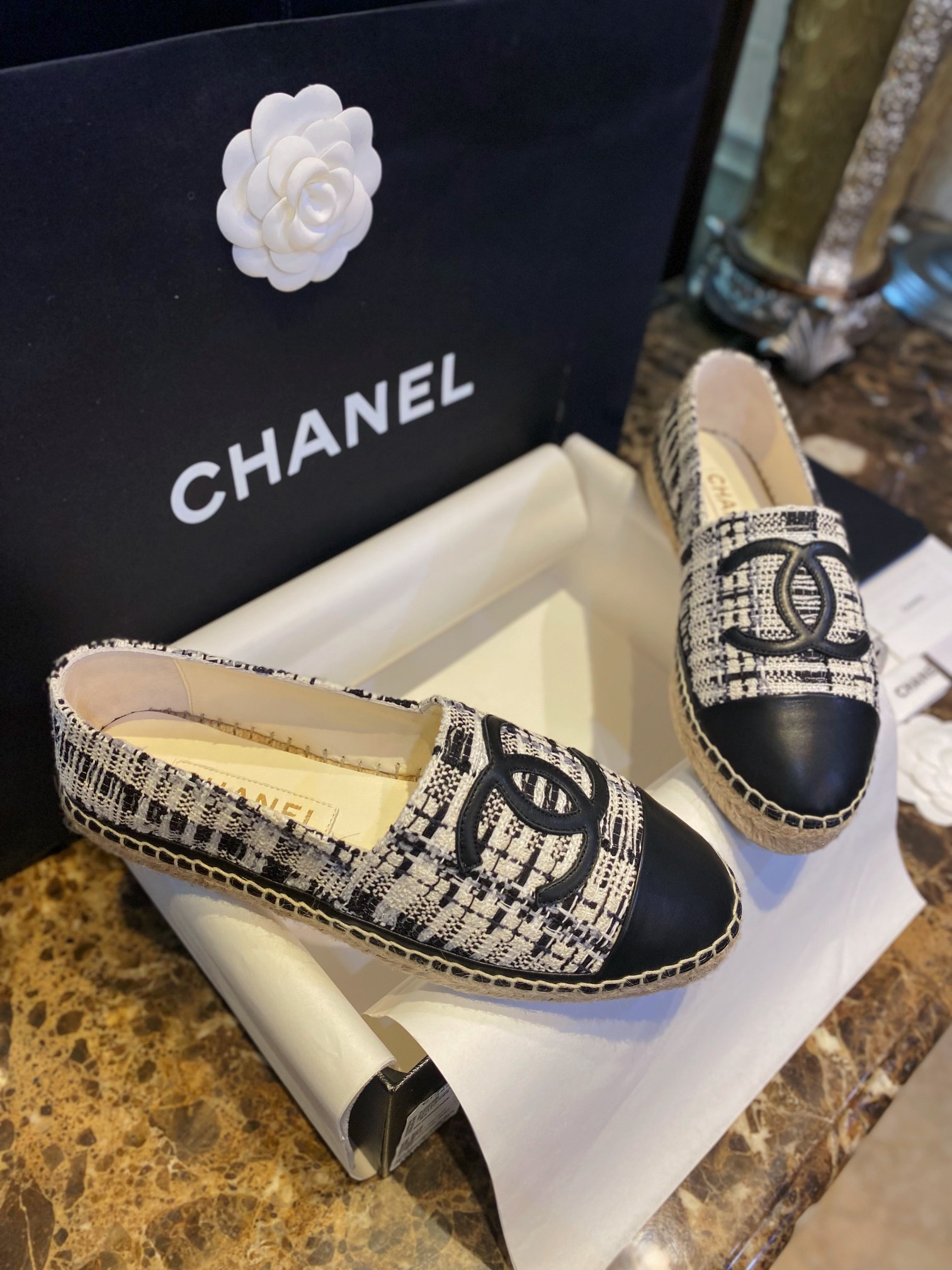 Chanel Sheepskin and Espadrilles Shoes