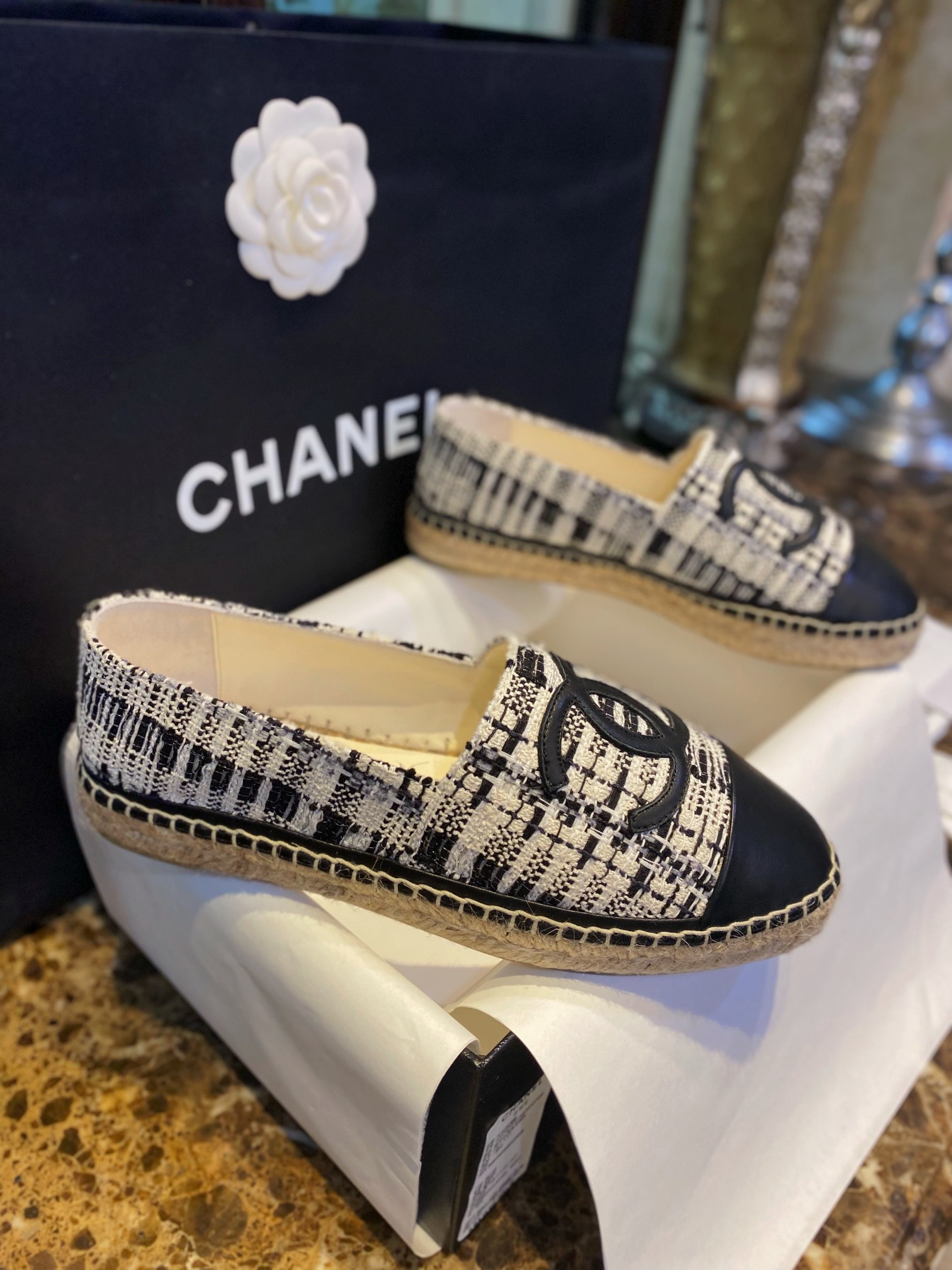 Chanel Sheepskin and Espadrilles Shoes