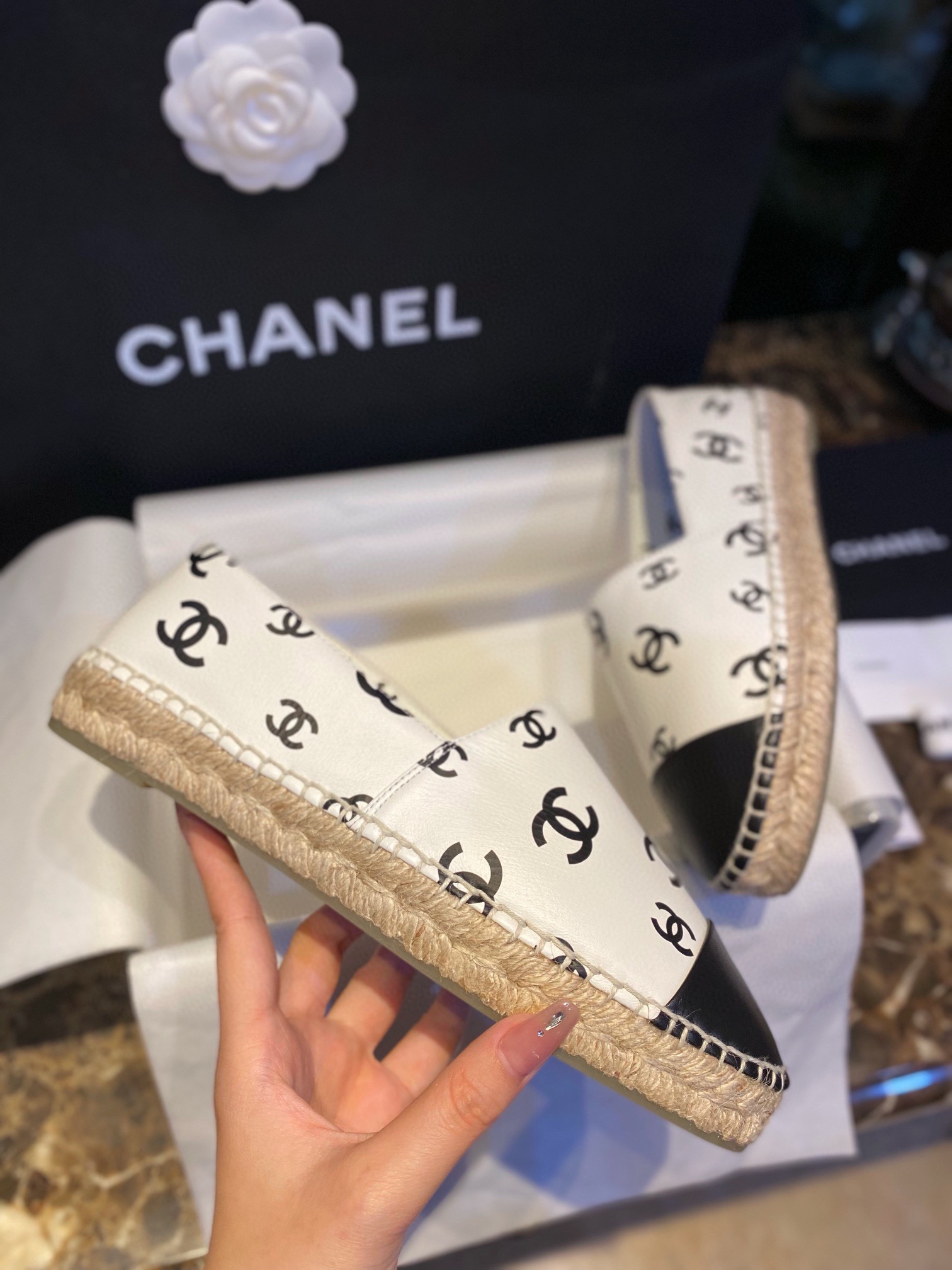 Chanel   Sheepskin Espadrilles Shoes