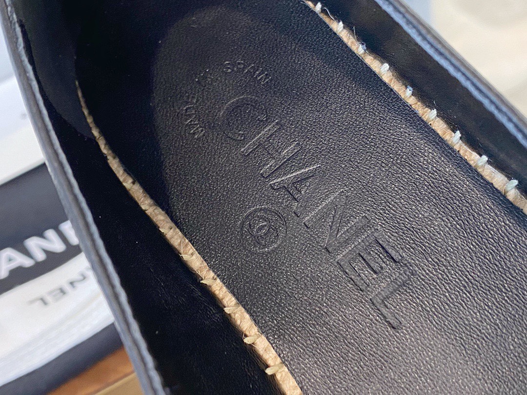 Chanel Black Calf Leather Espadrilles Shoes