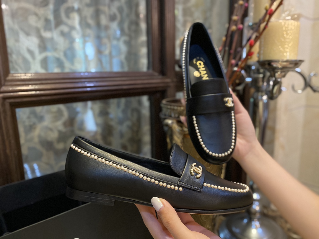 Chanel Pearl Loafer Shoes