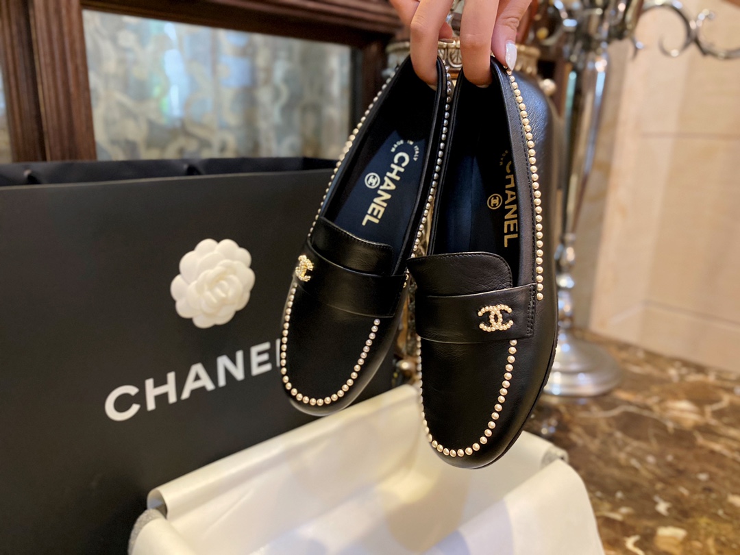 Chanel Pearl Loafer Shoes