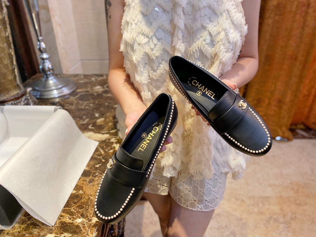 Chanel Pearl Loafer Shoes