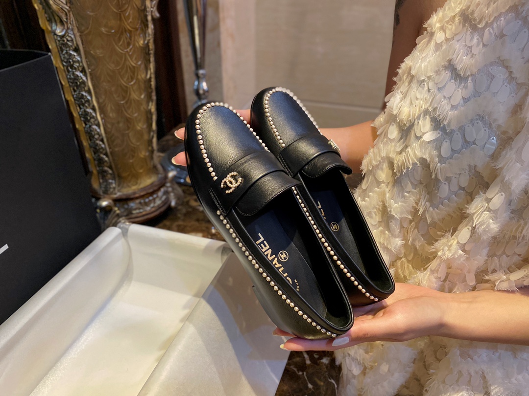 Chanel Pearl Loafer Shoes