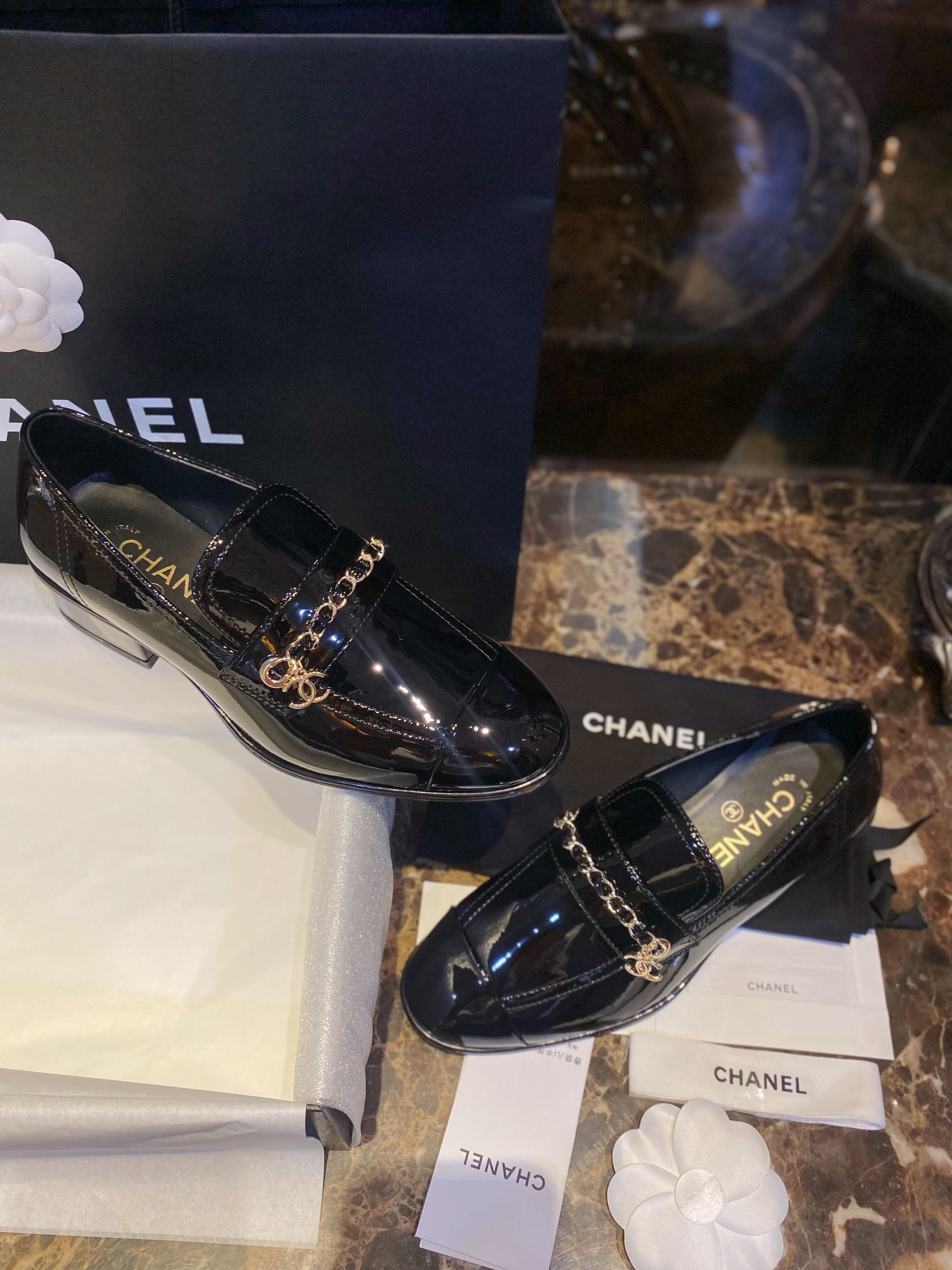 Chanel  Chain  patent leather loafers  Shoes