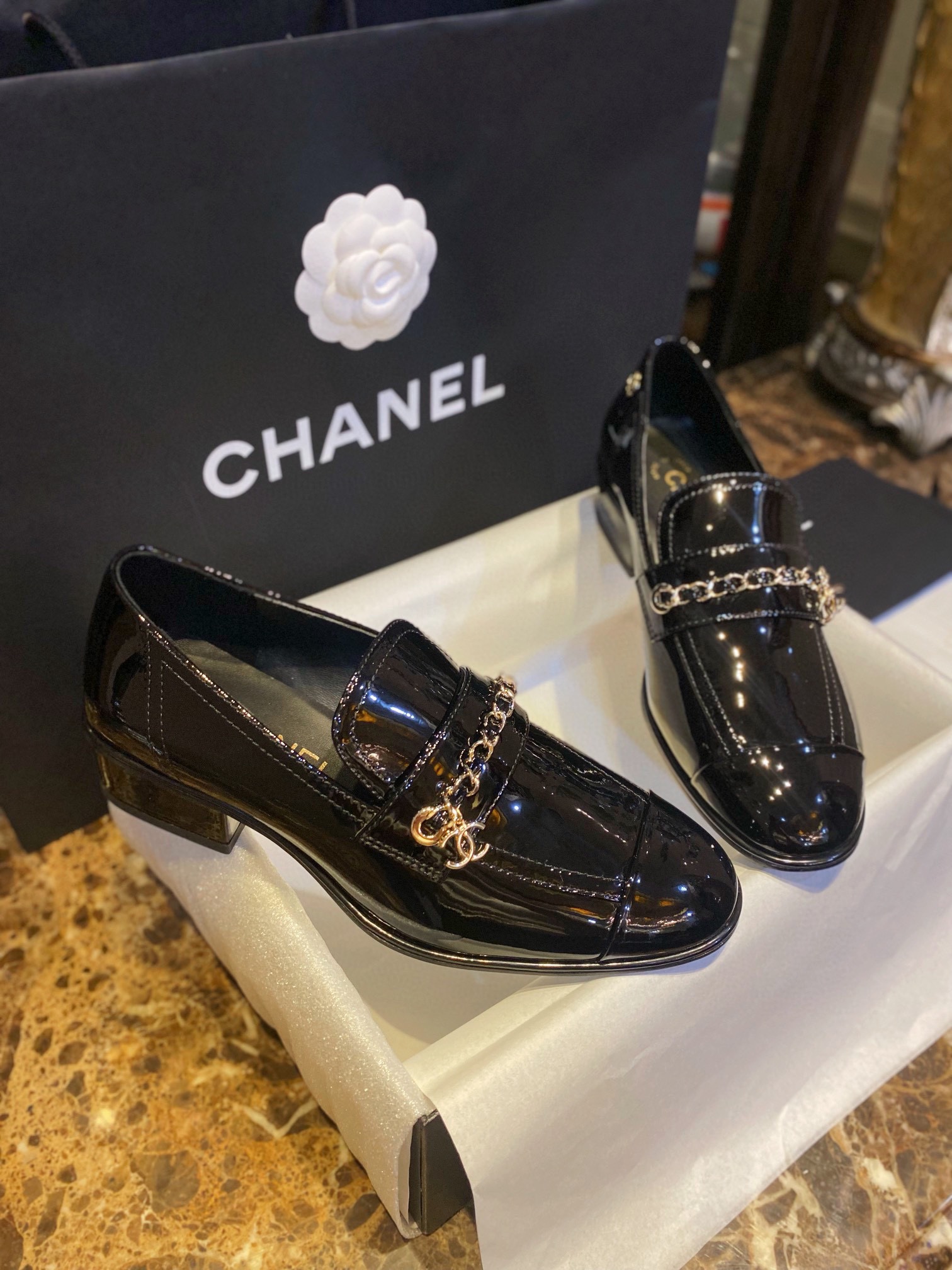 Chanel  Chain  patent leather loafers  Shoes