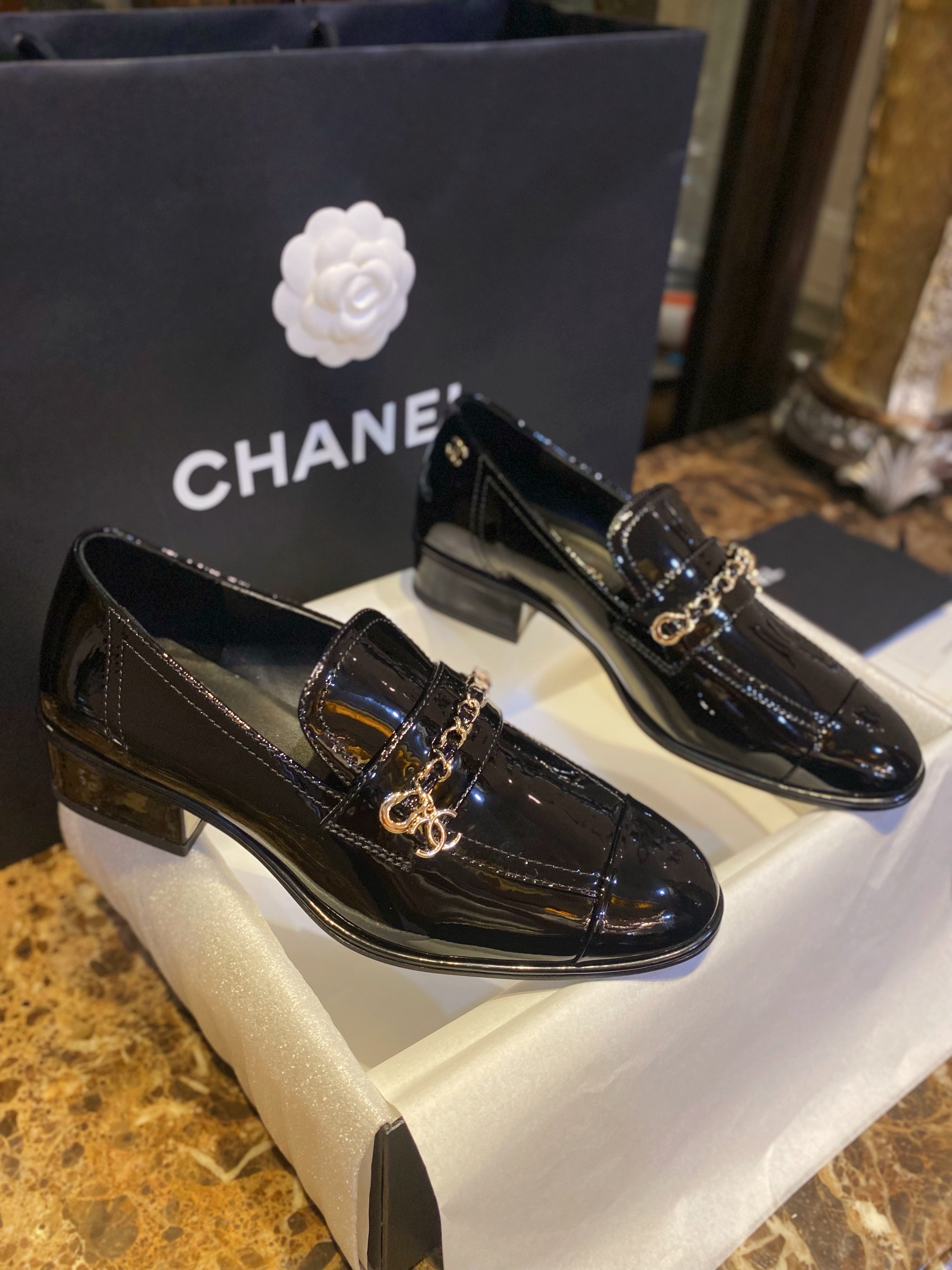 Chanel  Chain  patent leather loafers  Shoes