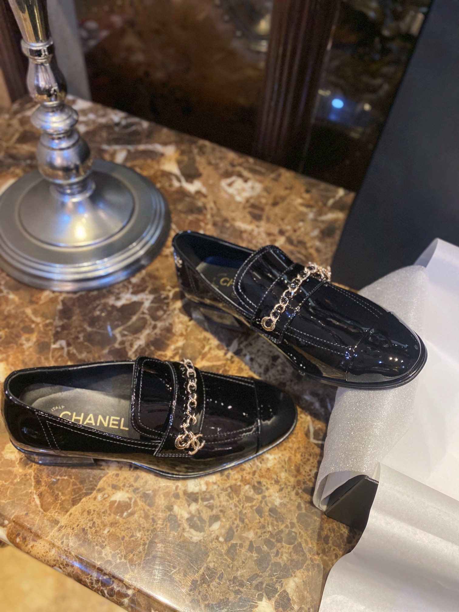 Chanel  Chain  patent leather loafers  Shoes