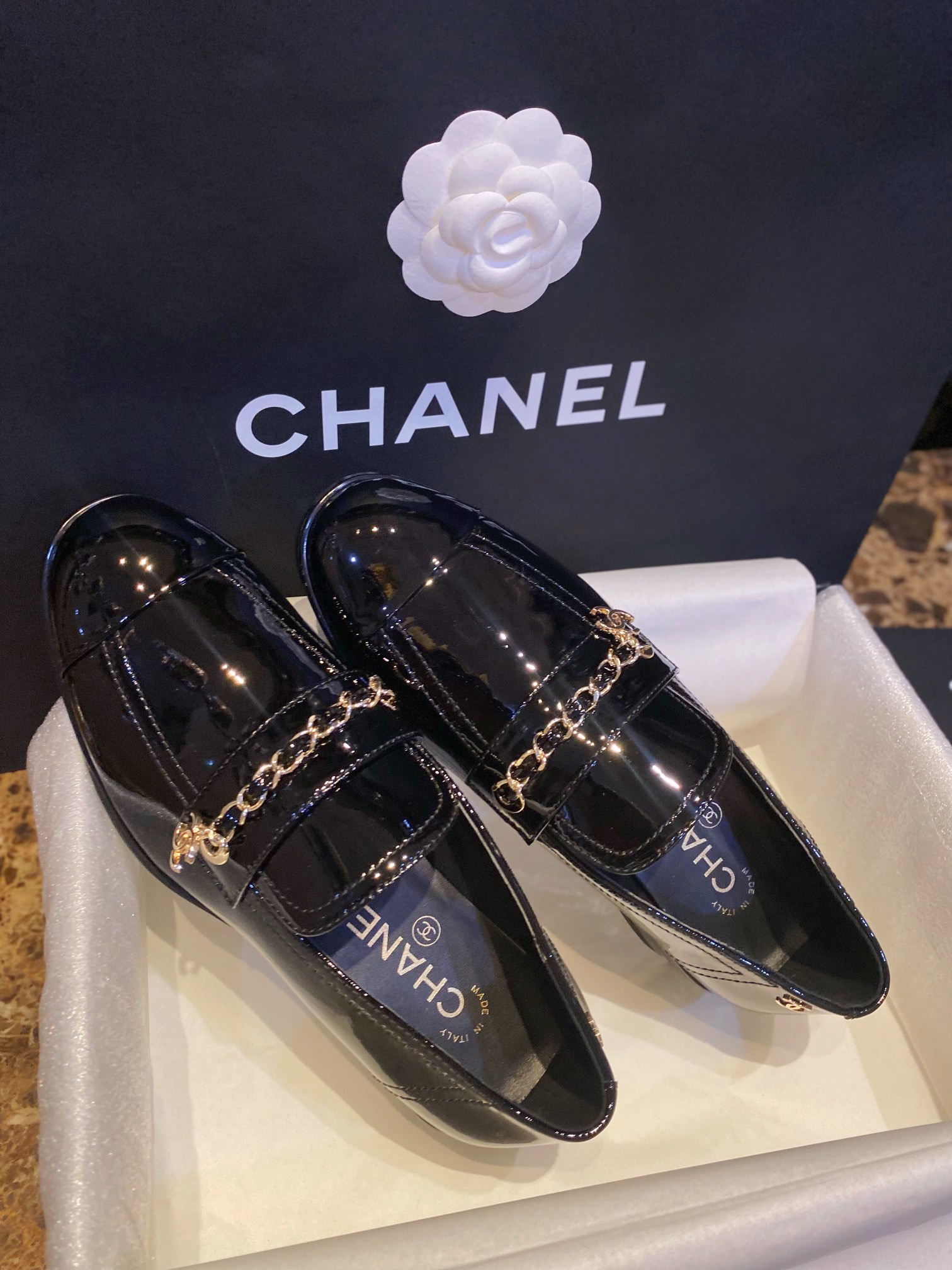 Chanel  Chain  patent leather loafers  Shoes