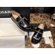 Chanel  Black Open-Sided Loafers with Pearls