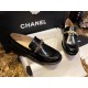 Chanel  Black Open-Sided Loafers with Pearls