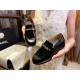 Chanel  Black Open-Sided Loafers with Pearls