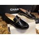 Chanel  Black Open-Sided Loafers with Pearls