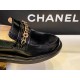 Chanel  Black Open-Sided Loafers with Pearls