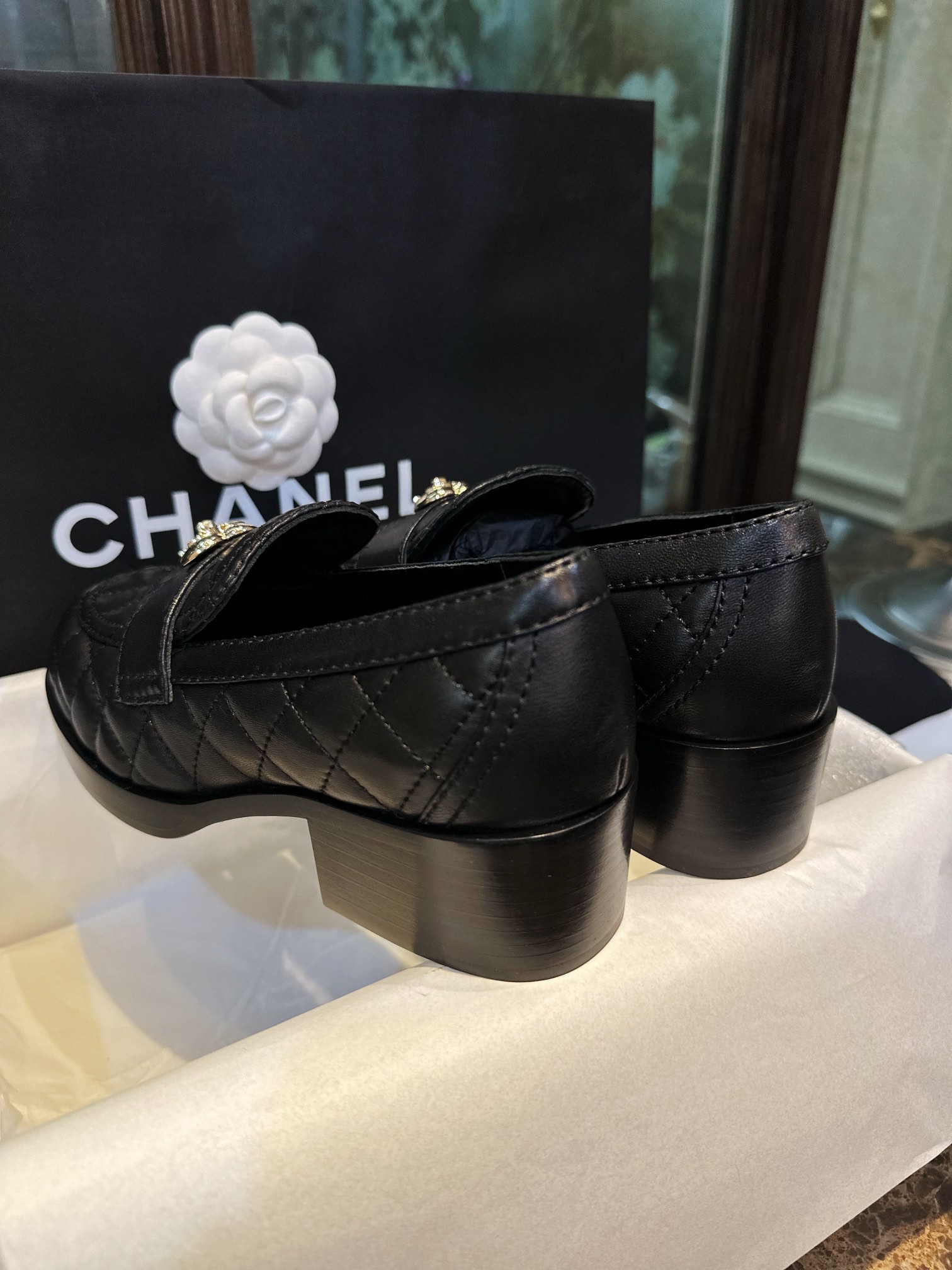 Chanel Diamond Heart Buckle Loafers