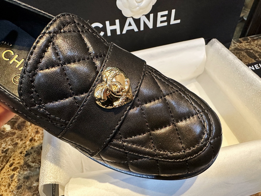 Chanel Diamond Heart Buckle Loafers