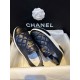 Chanel Blue and Black Patchwork Diamond Loafers