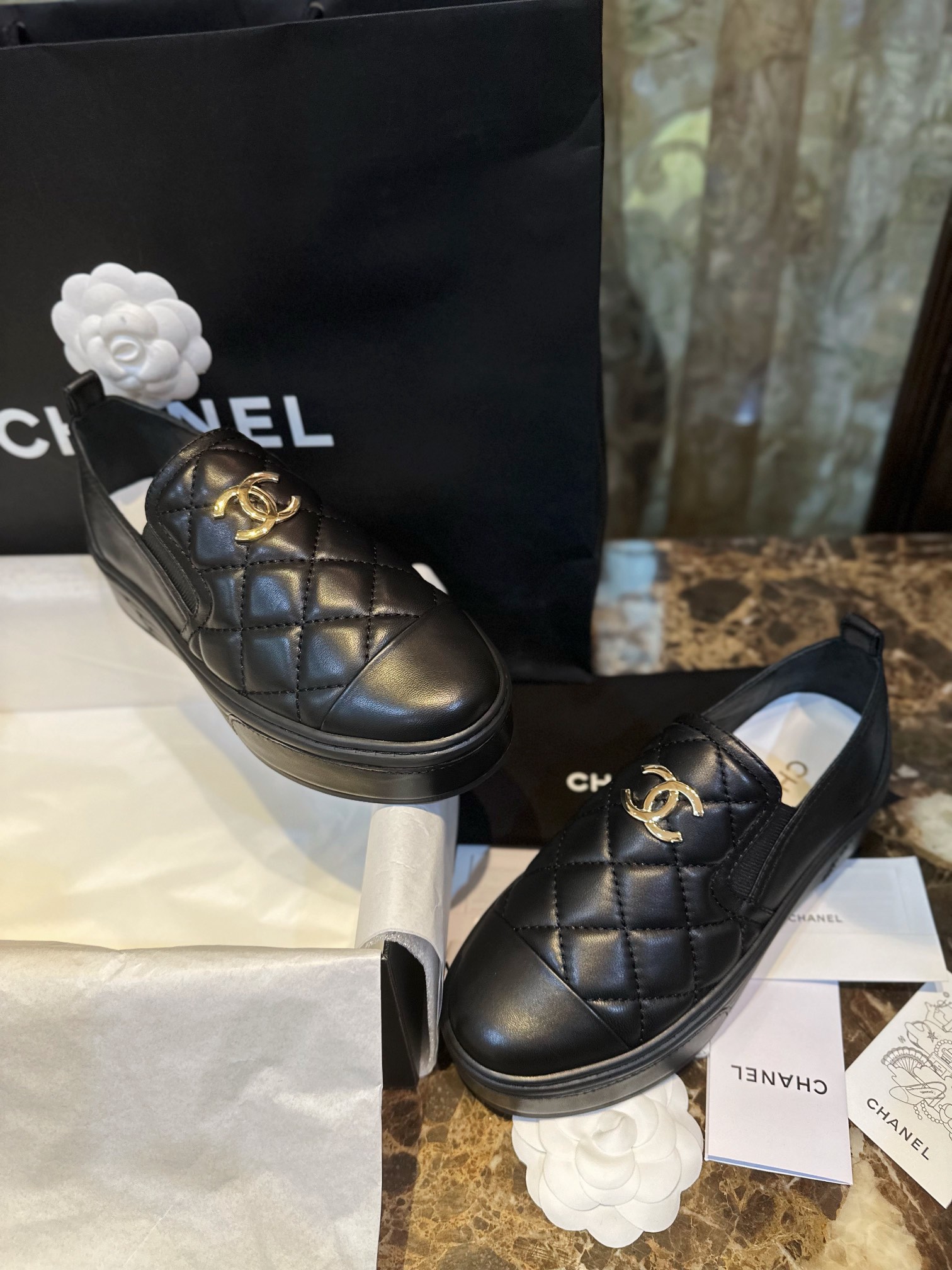 Chanel Black Diamond Loafers