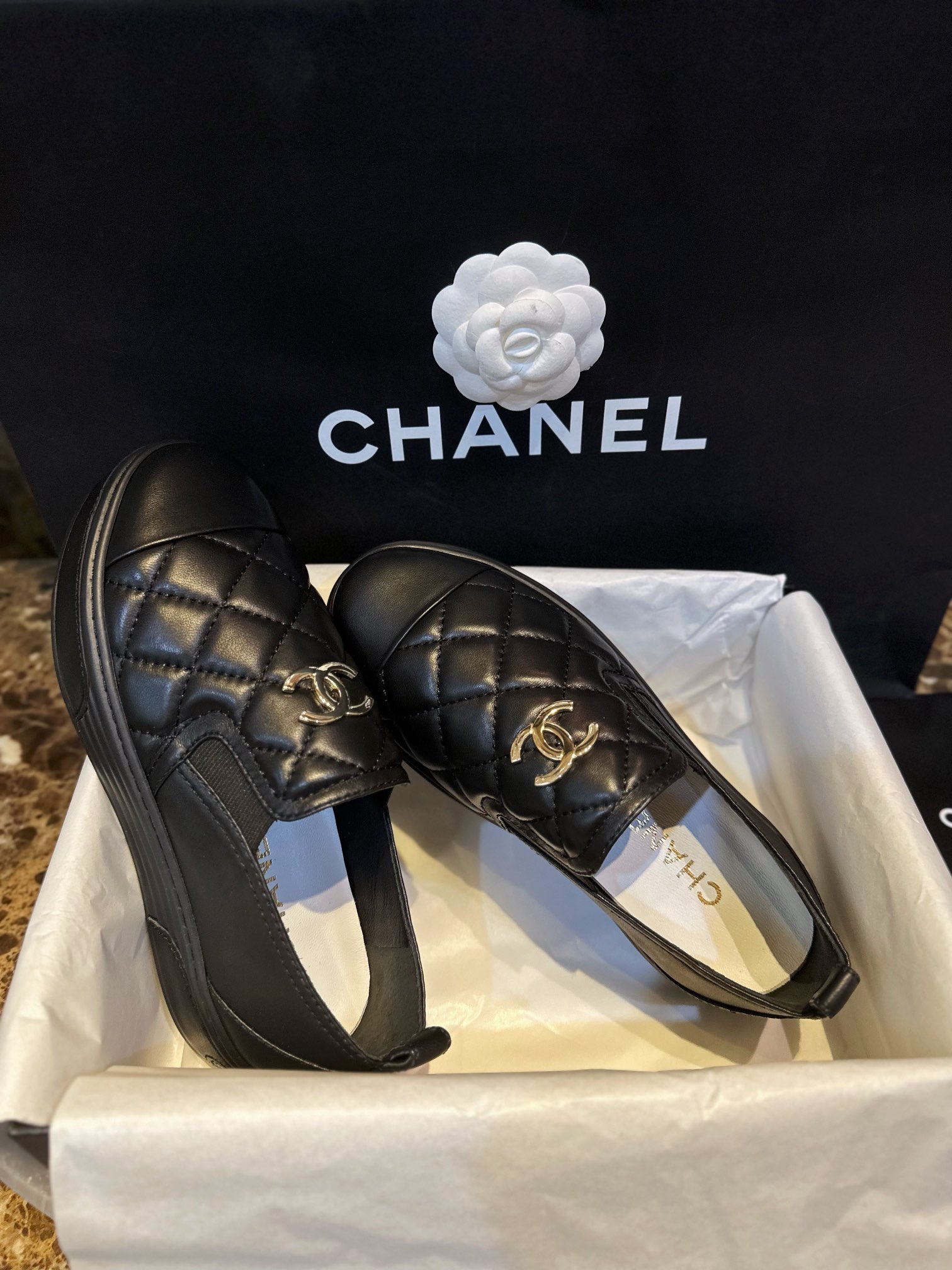 Chanel Black Diamond Loafers