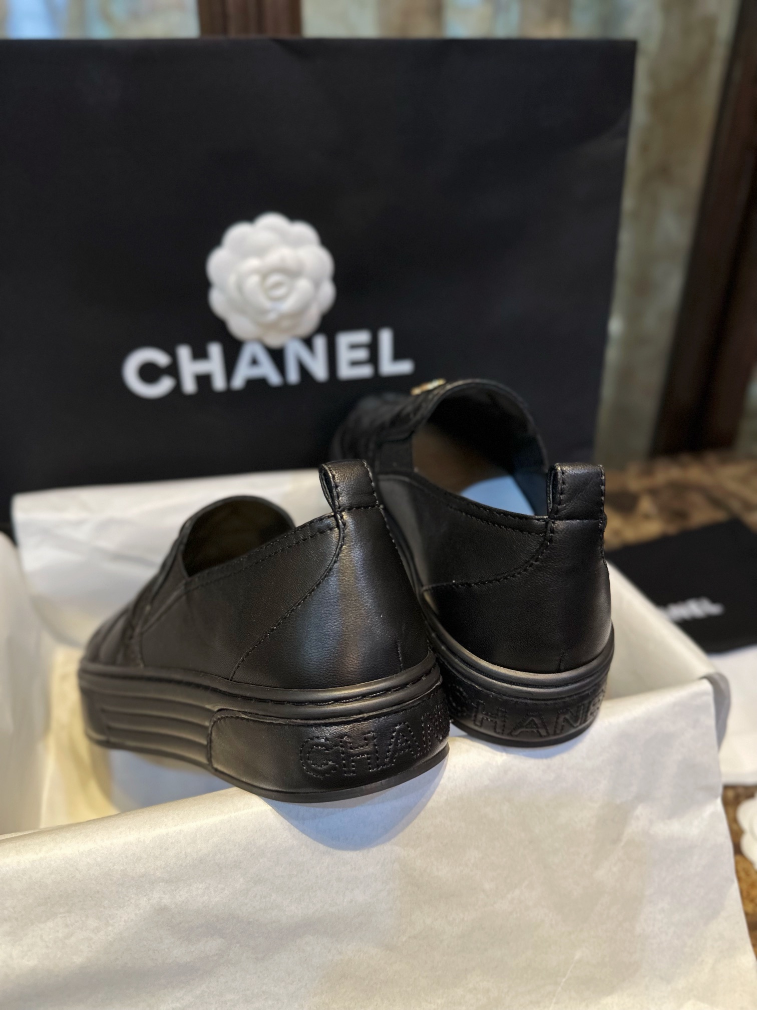 Chanel Black Diamond Loafers