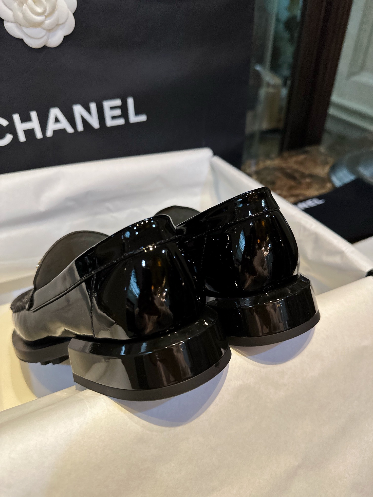 Chanel Big-Toe Patent Leather Loafers