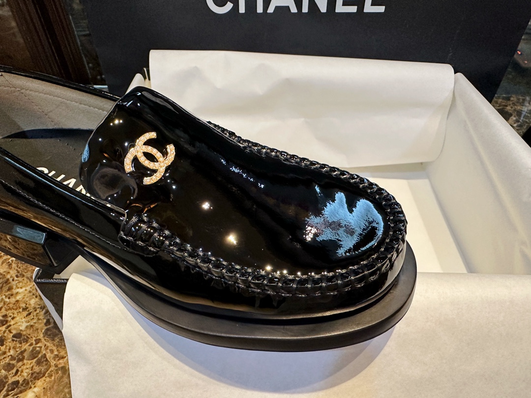 Chanel Big-Toe Patent Leather Loafers