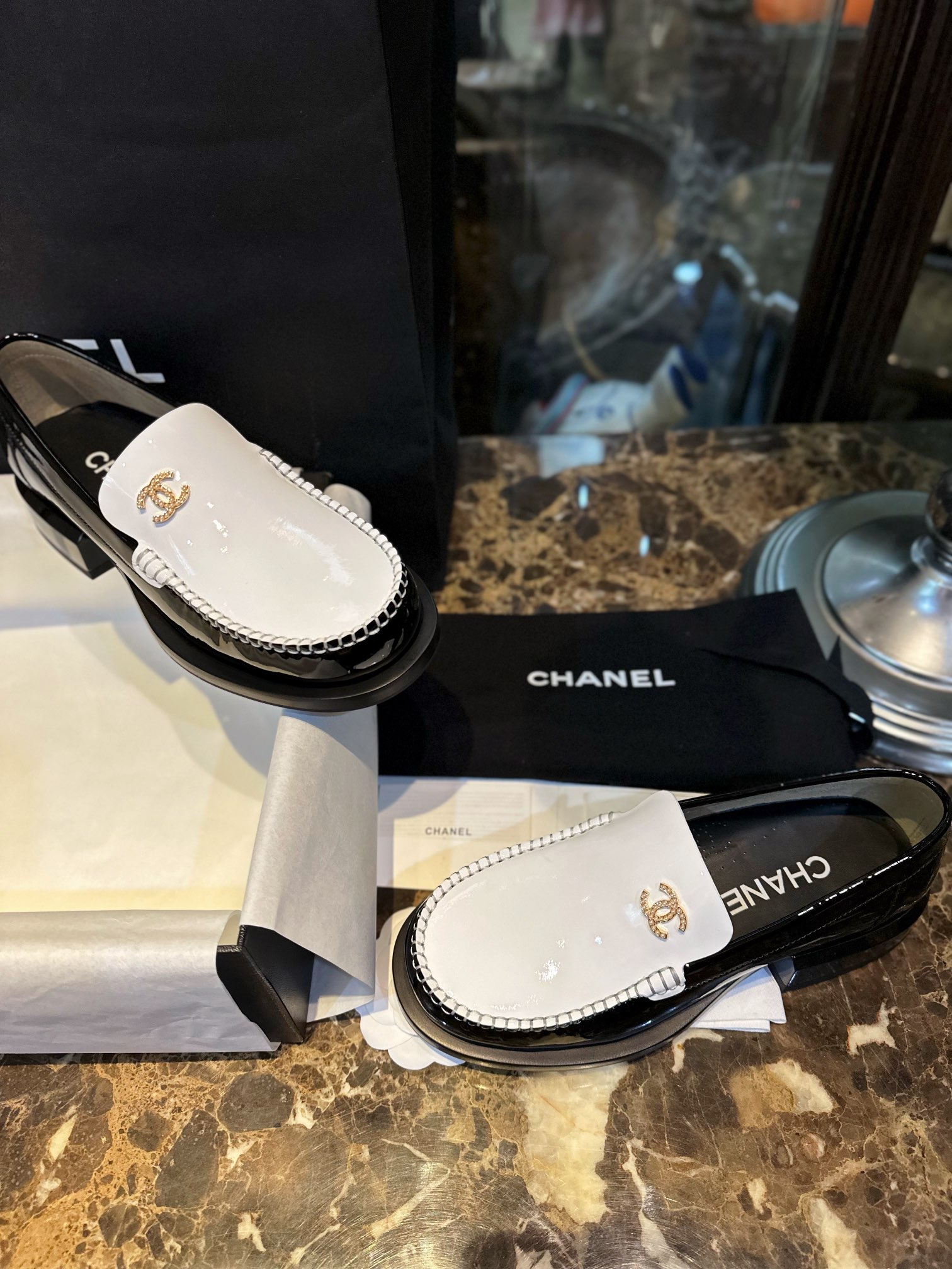 Chanel Big-Toe Patent Leather Loafers