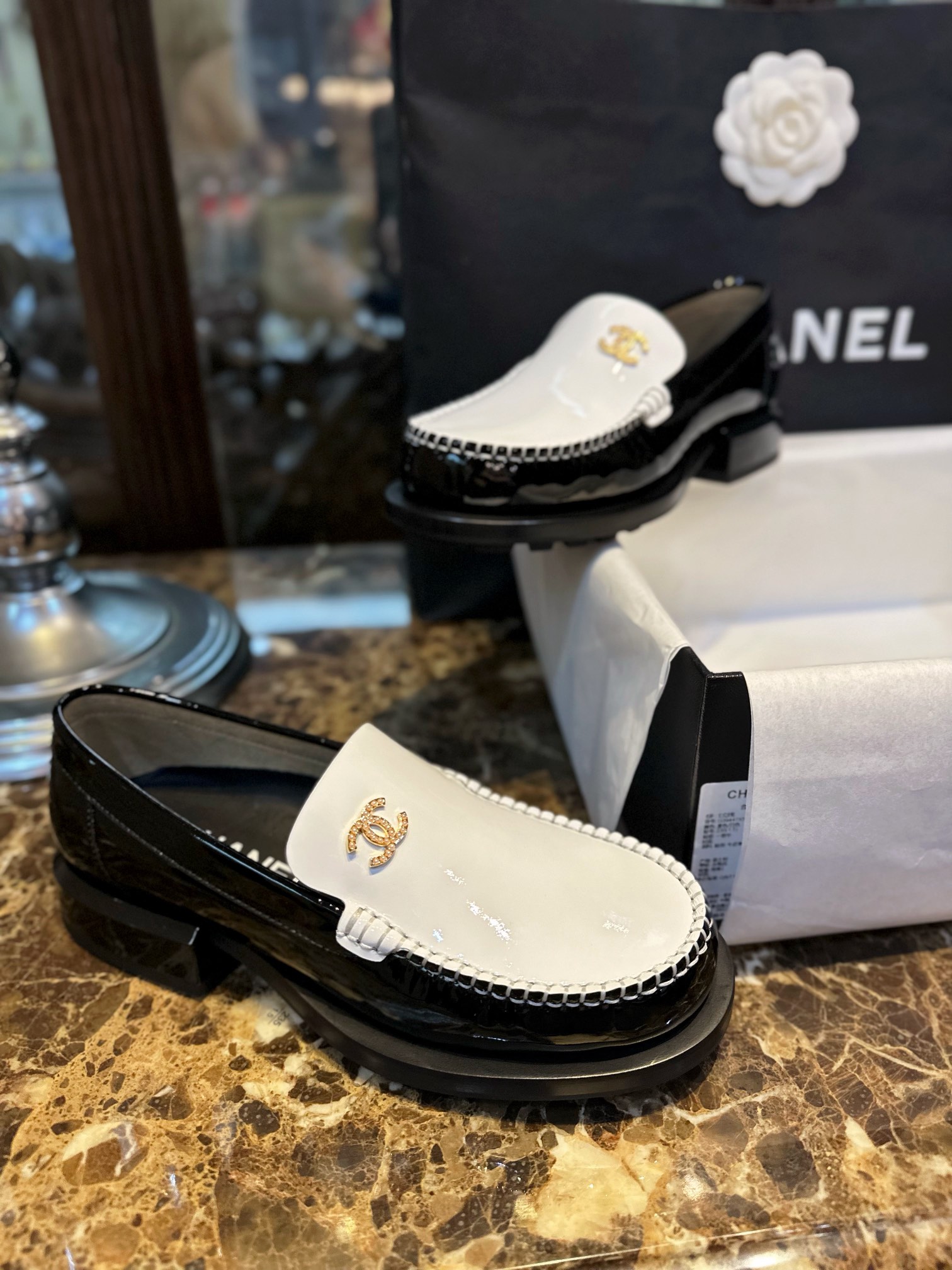 Chanel Big-Toe Patent Leather Loafers