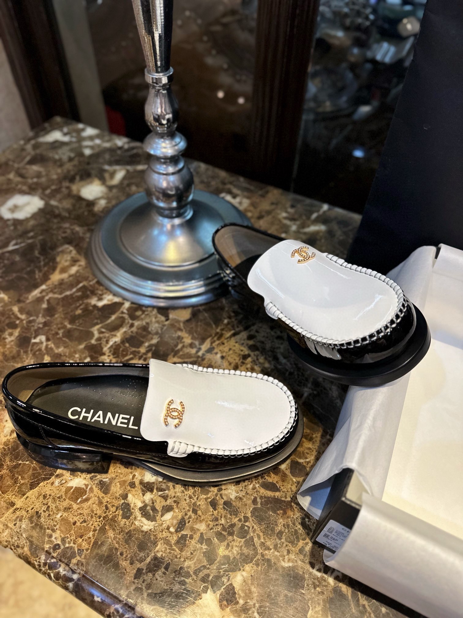 Chanel Big-Toe Patent Leather Loafers