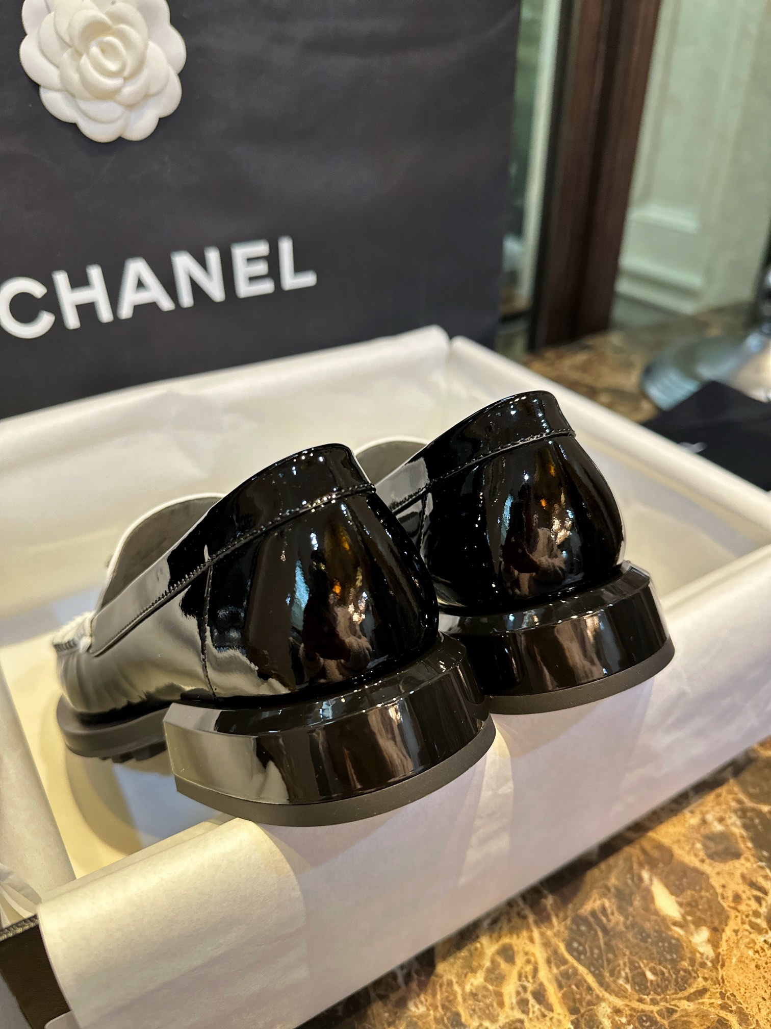 Chanel Big-Toe Patent Leather Loafers