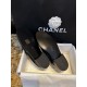 Chanel Black Patent Round Buckle Loafers