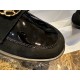 Chanel Black Patent Round Buckle Loafers