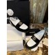 Chanel Black and White Round Buckle Loafers