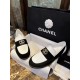 Chanel Black and White Round Buckle Loafers