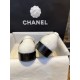 Chanel Black and White Round Buckle Loafers