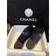 Chanel Black and White Round Buckle Loafers