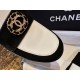 Chanel Black and White Round Buckle Loafers