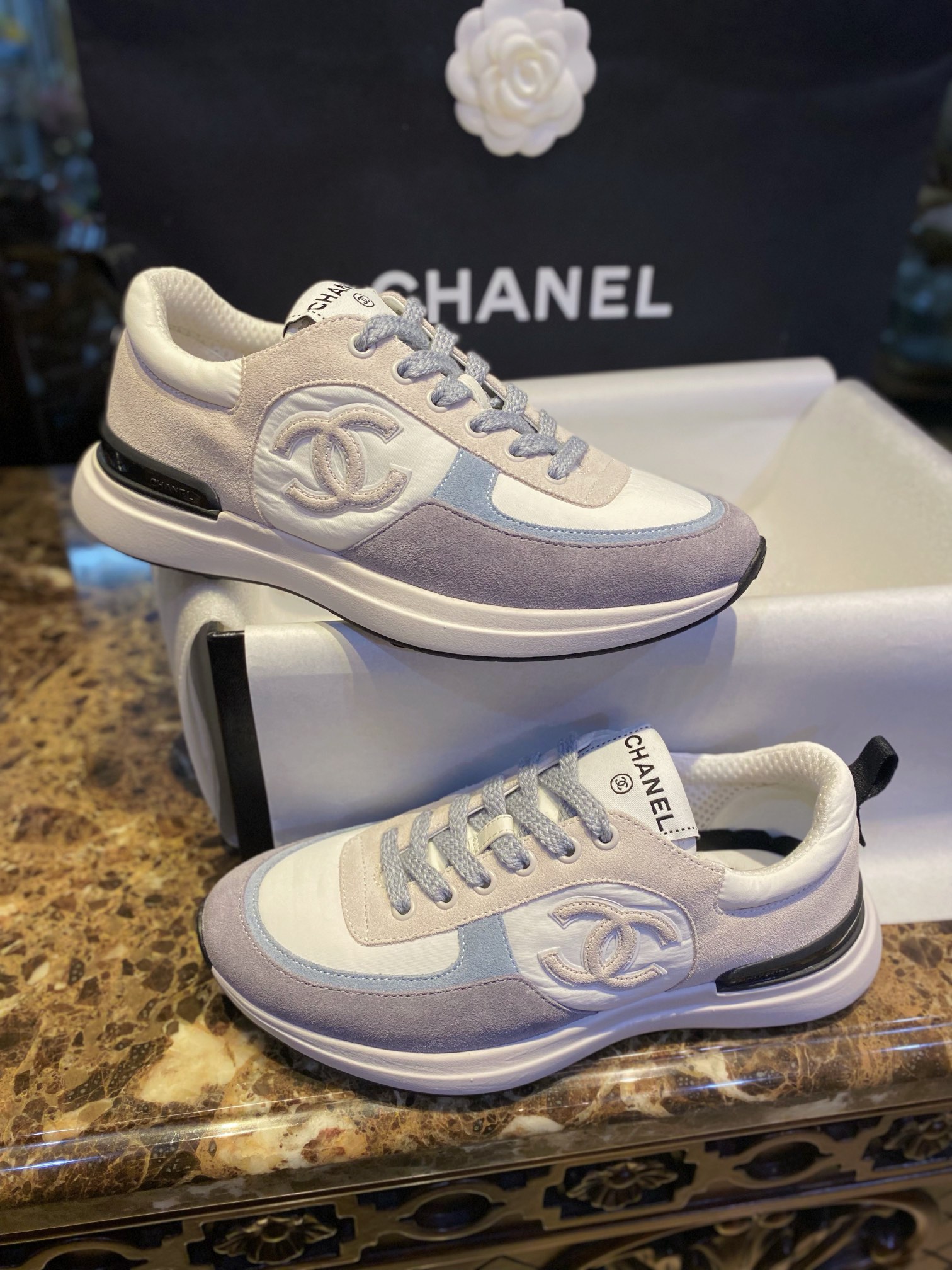 Chanel Suede Grape-Colored Sneakers