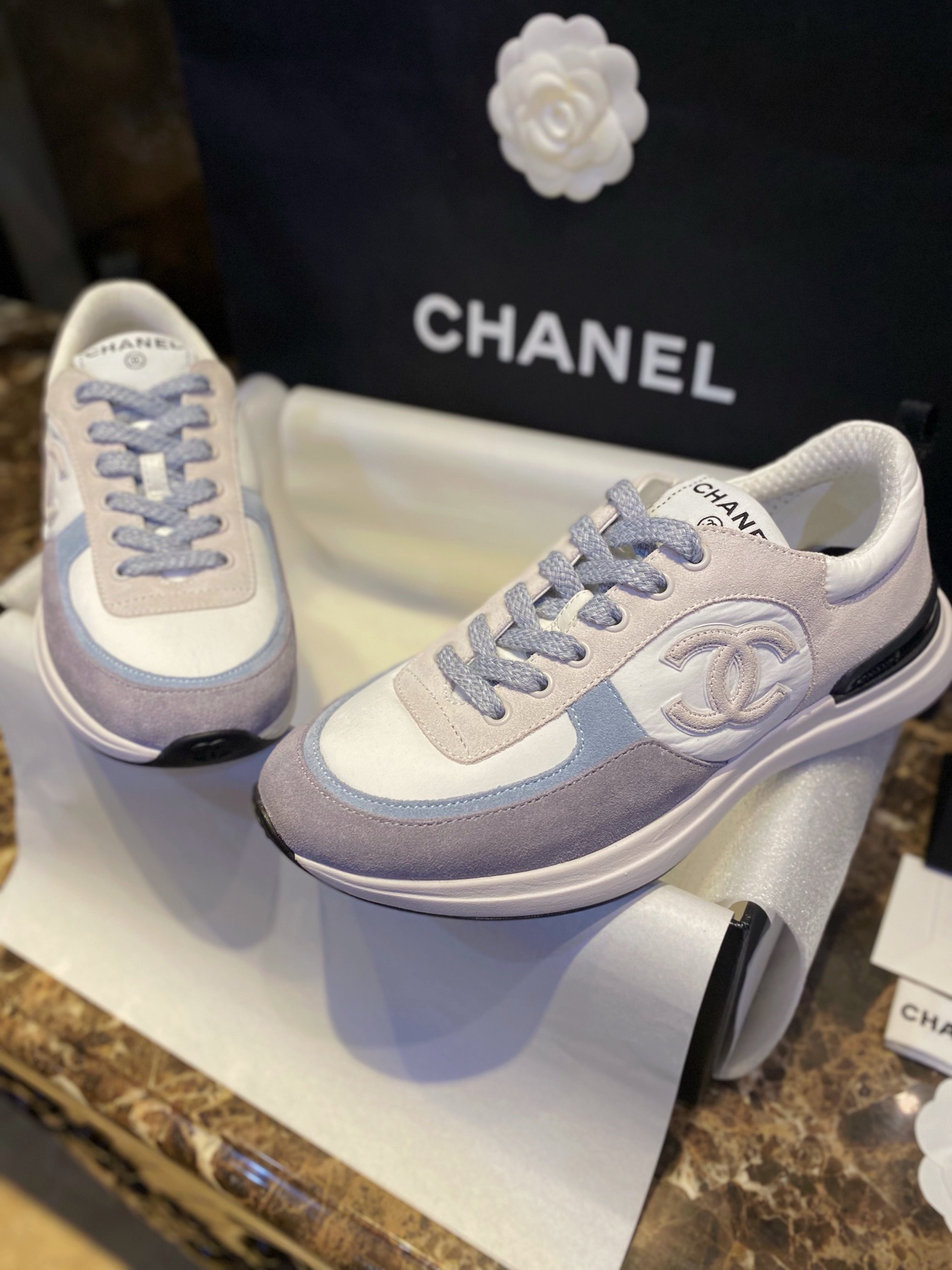 Chanel Suede Grape-Colored Sneakers