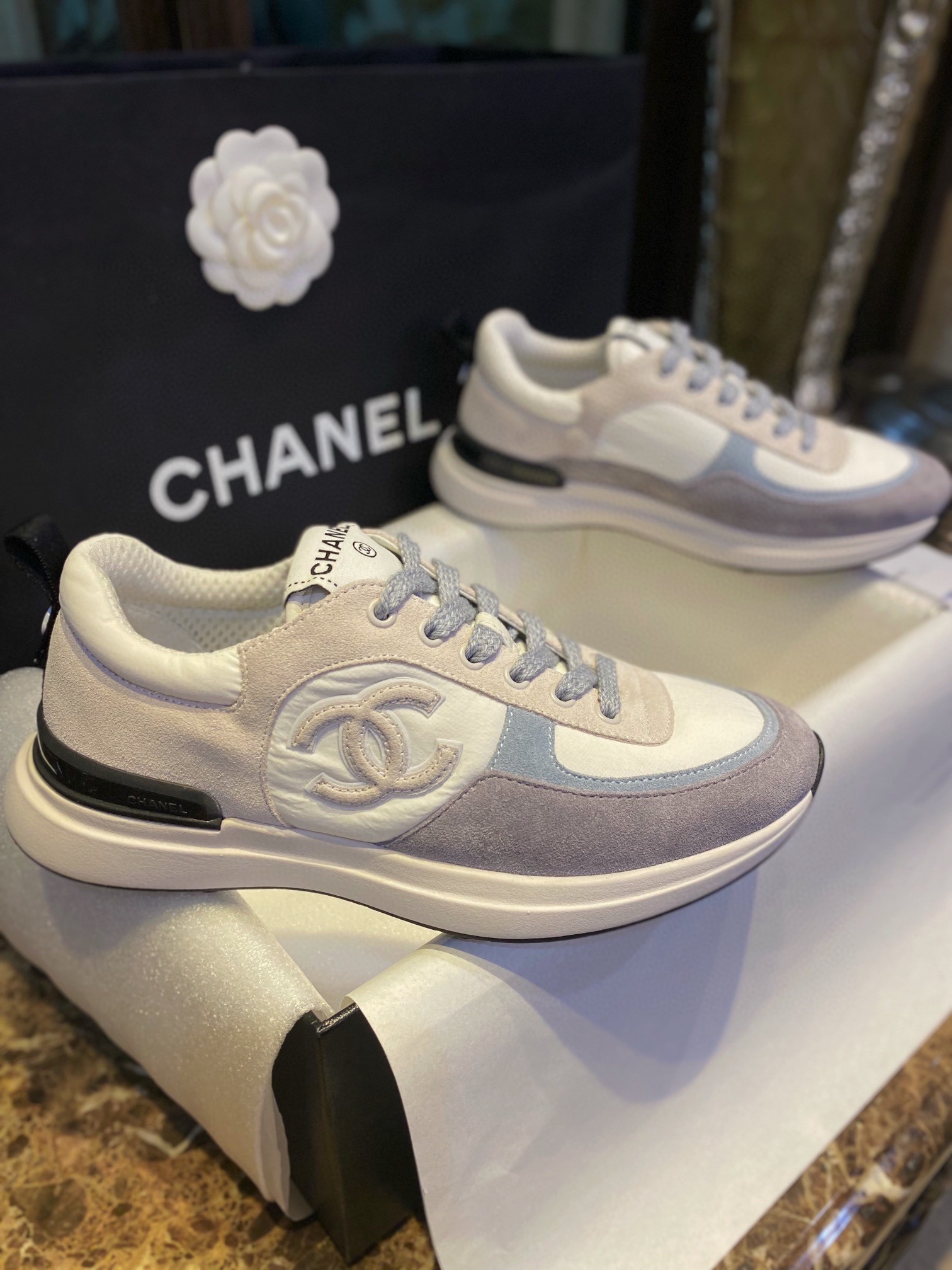 Chanel Suede Grape-Colored Sneakers