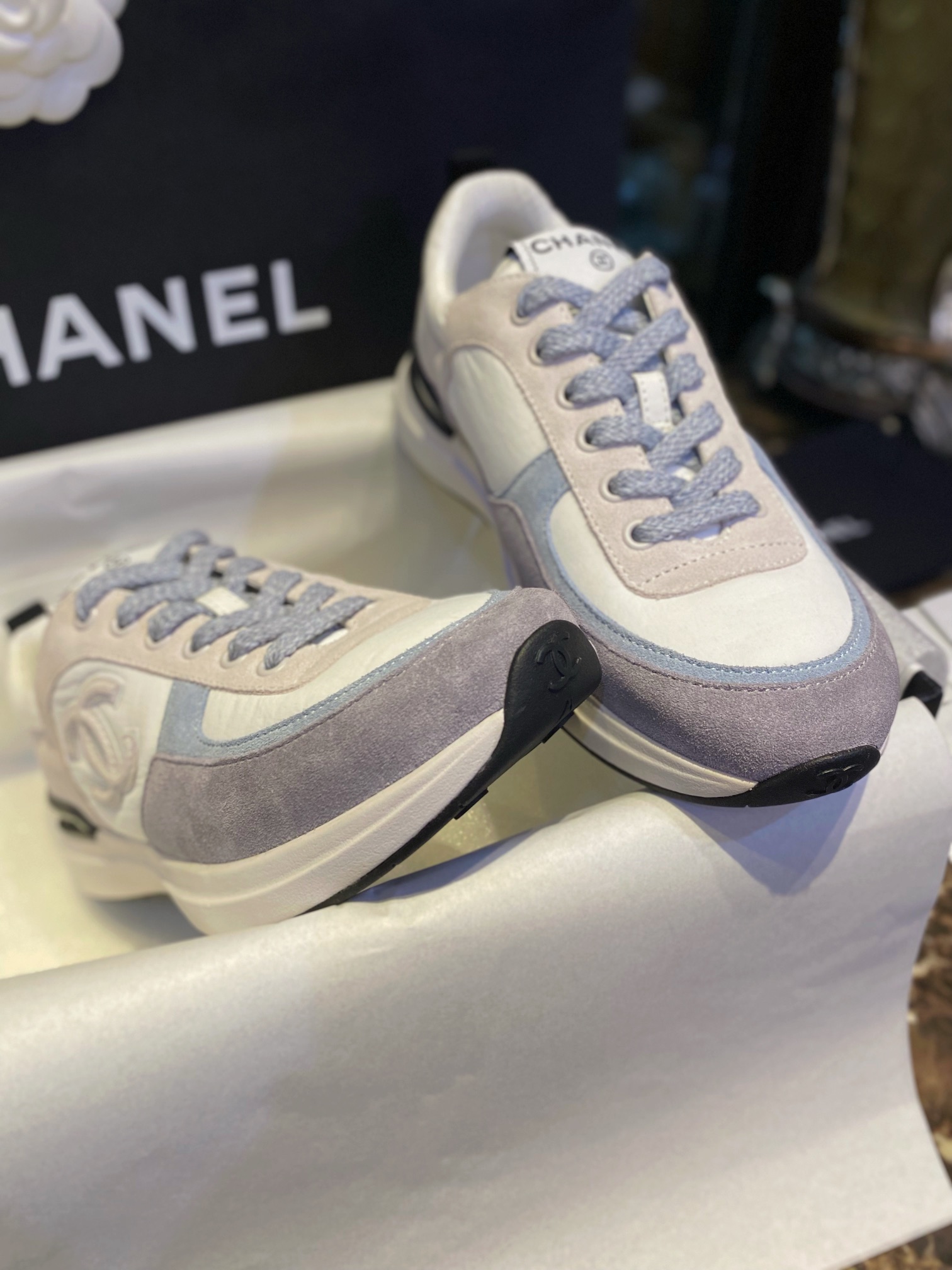 Chanel Suede Grape-Colored Sneakers