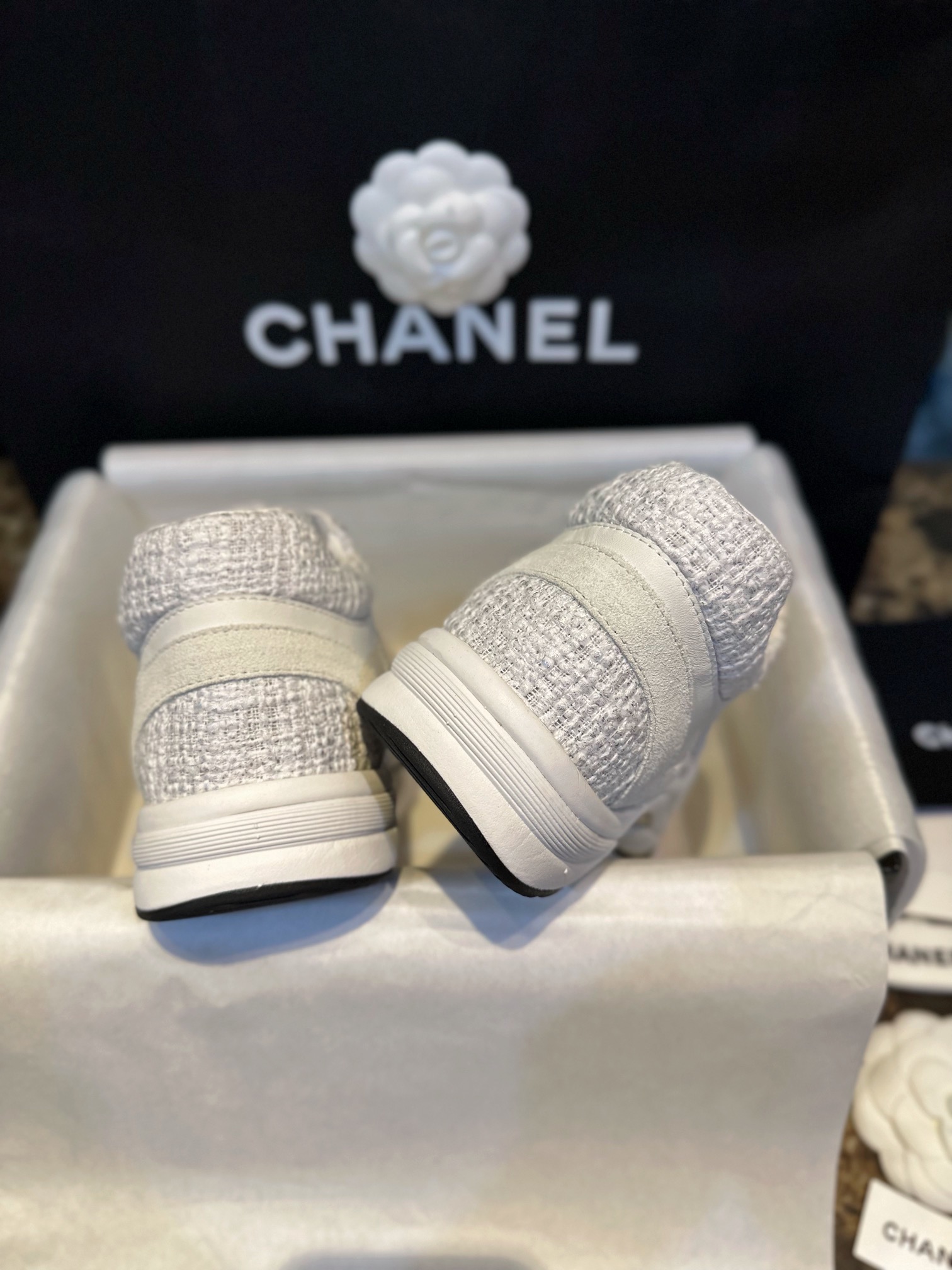 Chanel Snowflake Silver Fur Sneakers