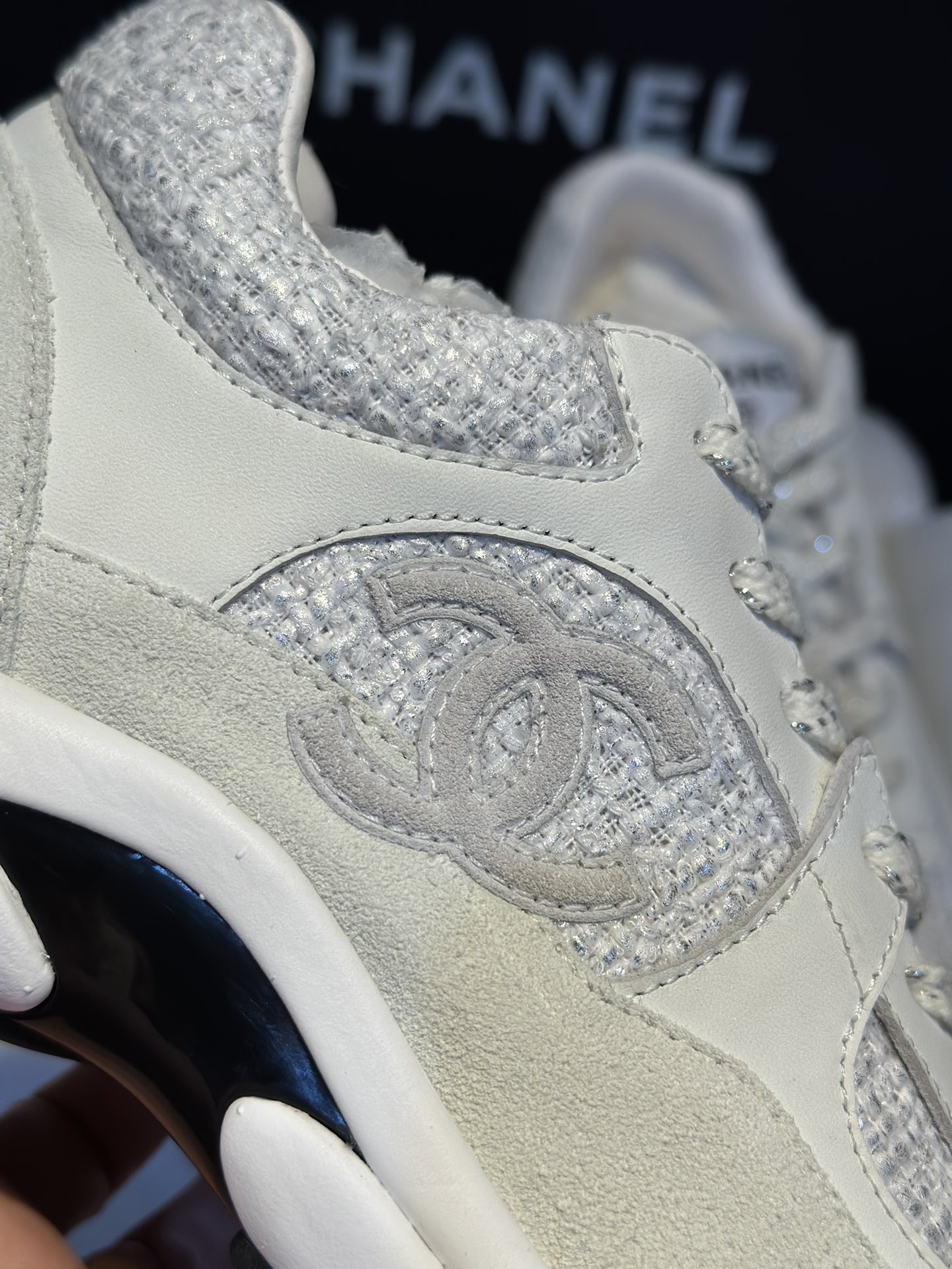 Chanel Snowflake Silver Fur Sneakers