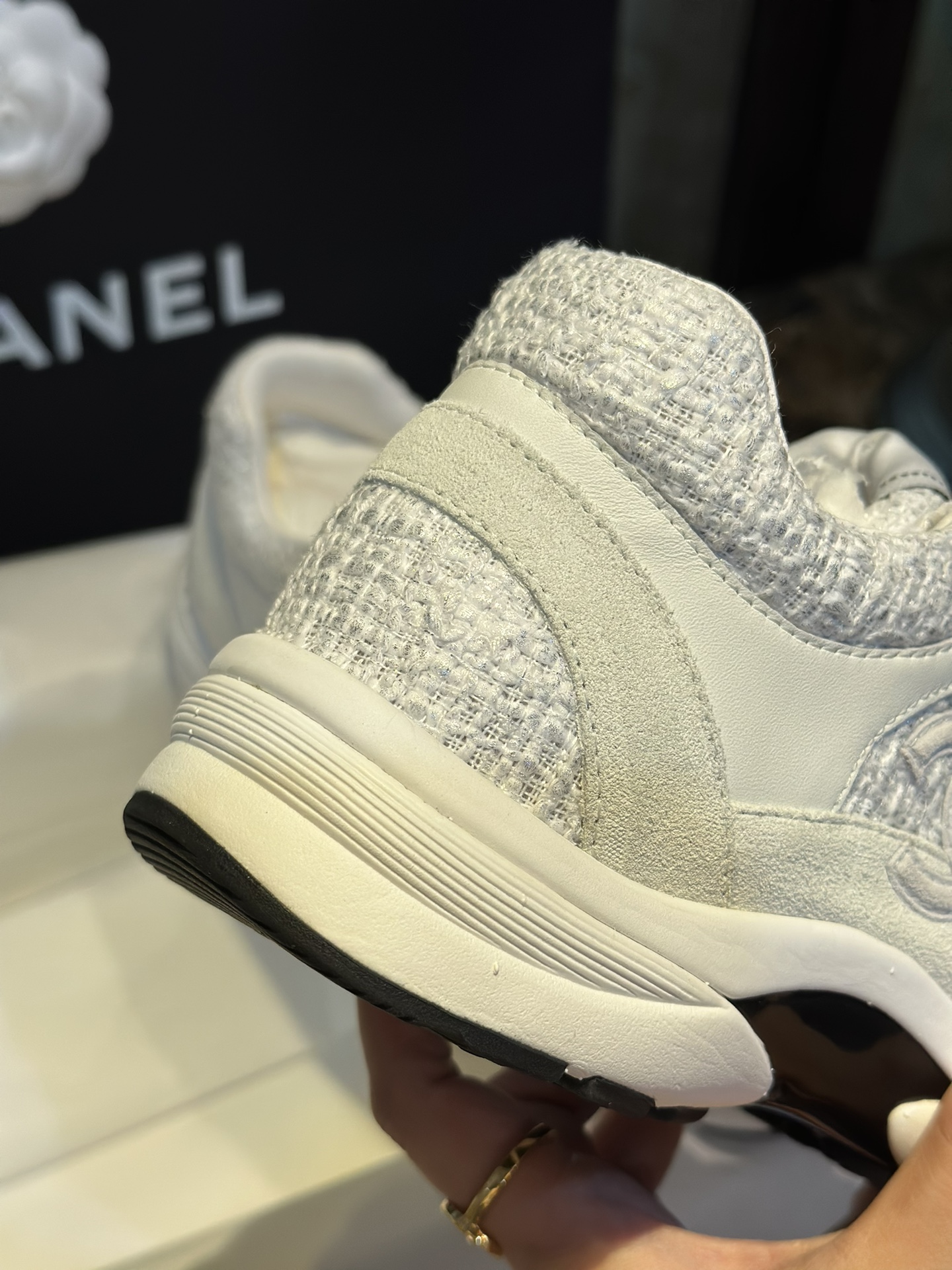 Chanel Snowflake Silver Fur Sneakers