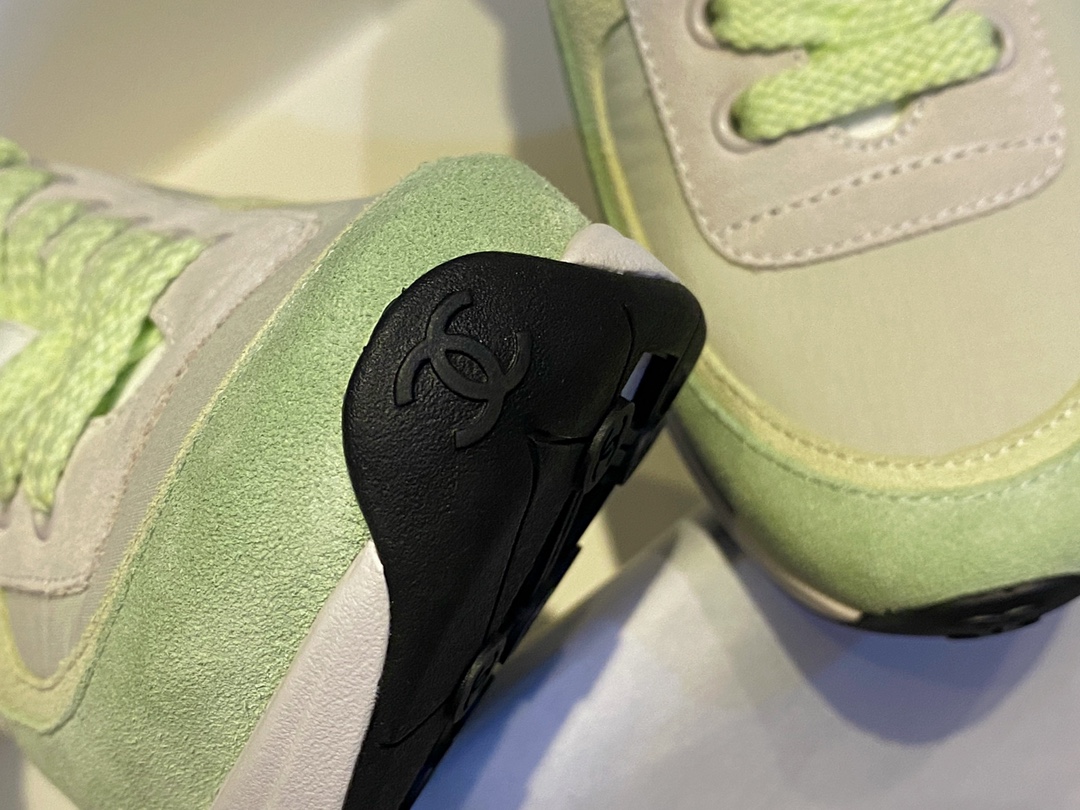 Chanel Suede Sports Shoes in Grass Green